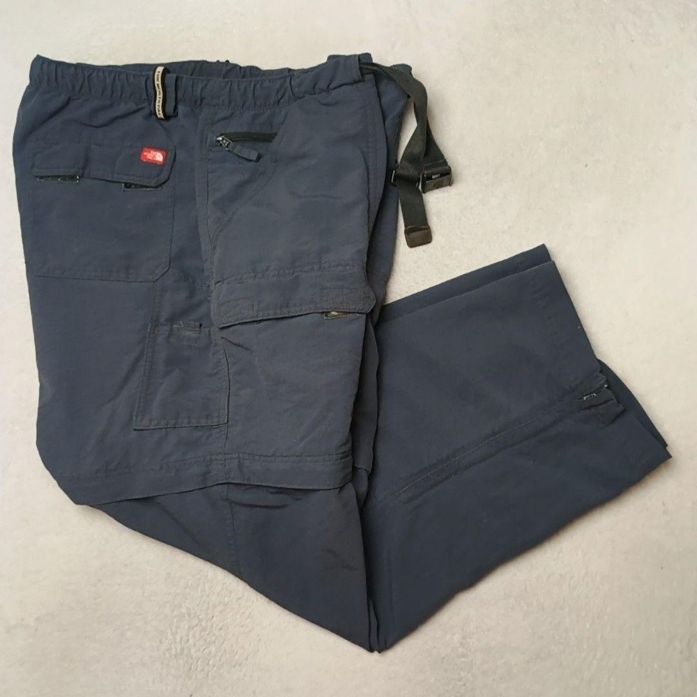 North Face Pants Mens 2XL Blue Cargo Convertible Nylon Relaxed Outdoor Hiking